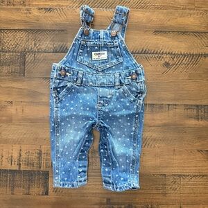 Infant girls Oshkosh overalls denim With heart Print 3 Months